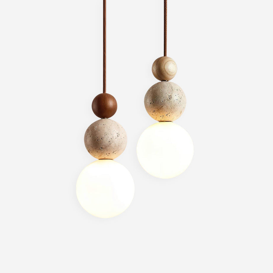 Juvio Lampe Suspension Boule en Travertin
