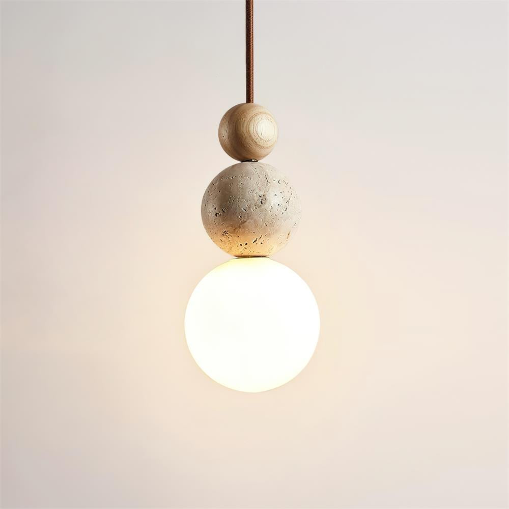 Juvio Lampe Suspension Boule en Travertin