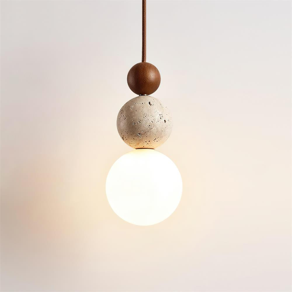 Juvio Lampe Suspension Boule en Travertin