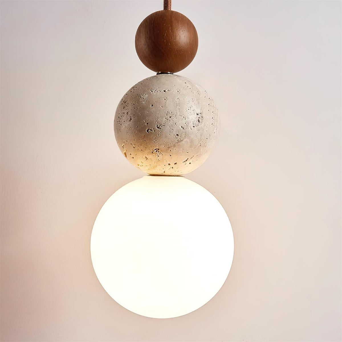 Juvio Lampe Suspension Boule en Travertin