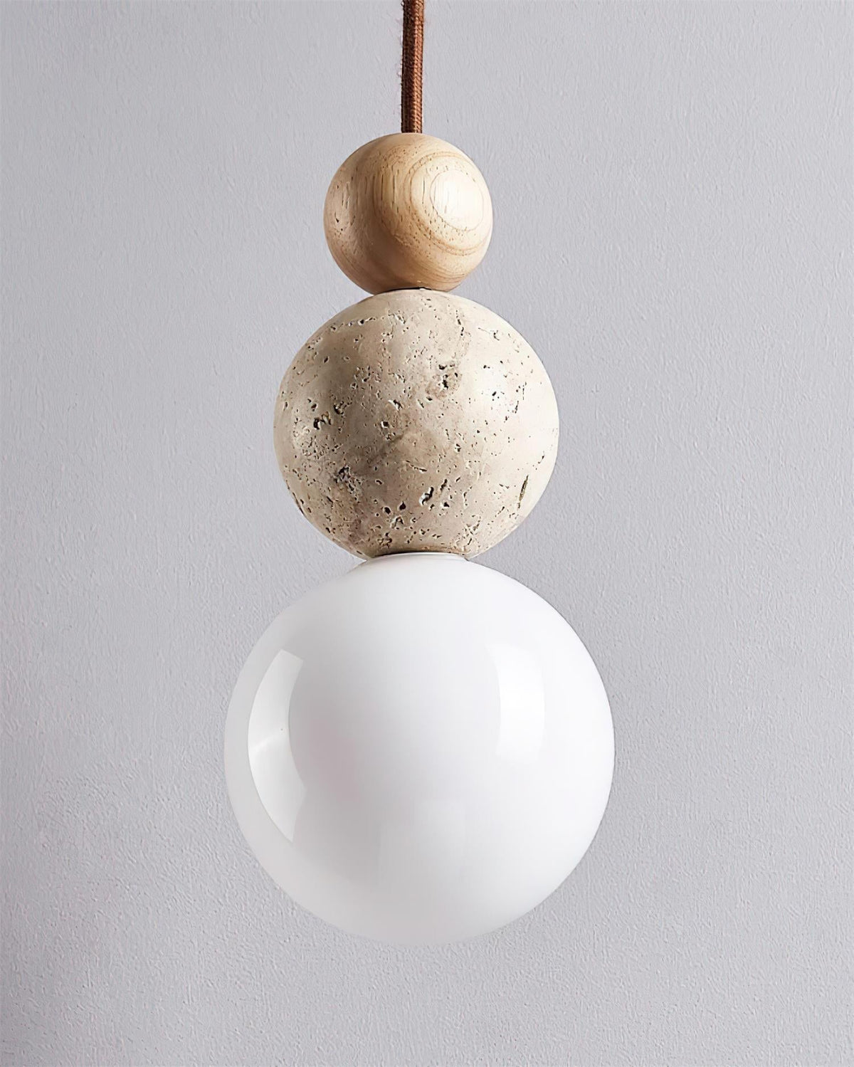 Juvio Lampe Suspension Boule en Travertin