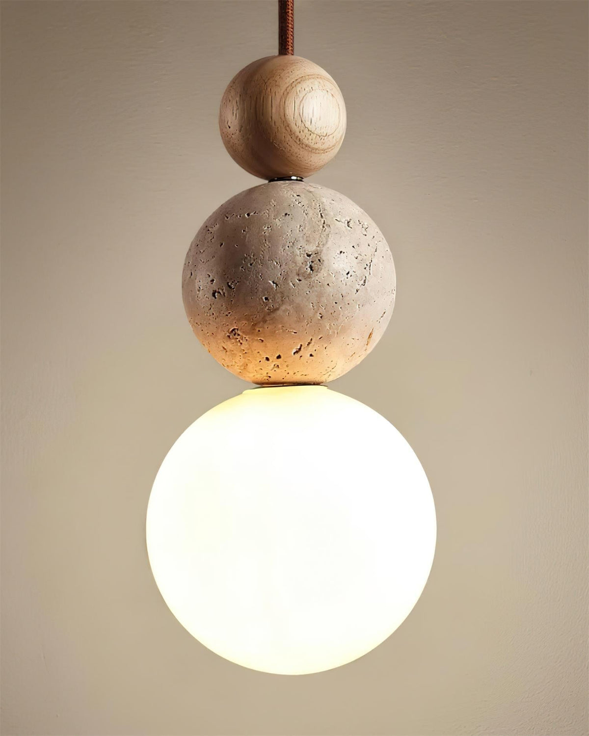Juvio Lampe Suspension Boule en Travertin