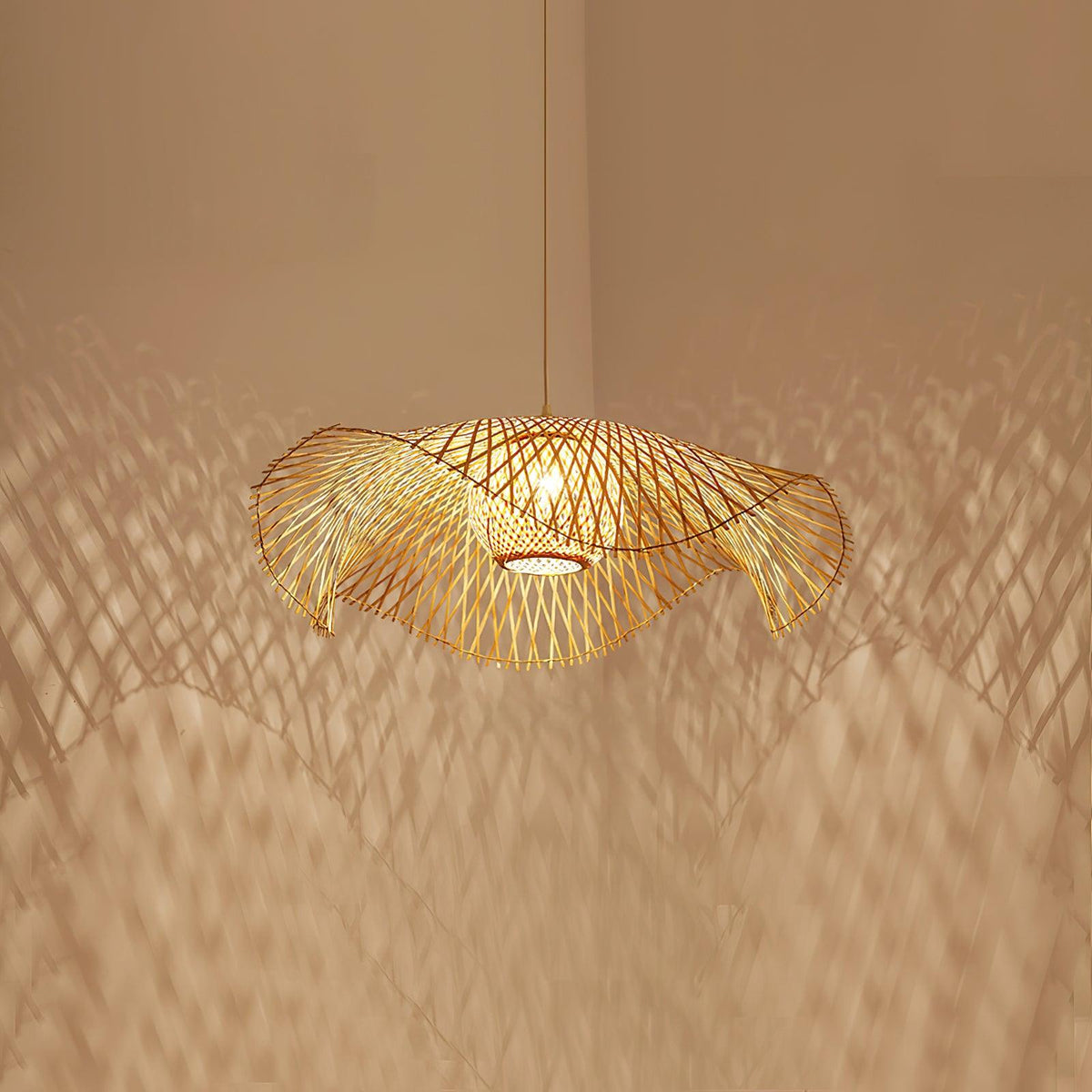 Dune Suspension Bambou Tressage Ouvert Naturel