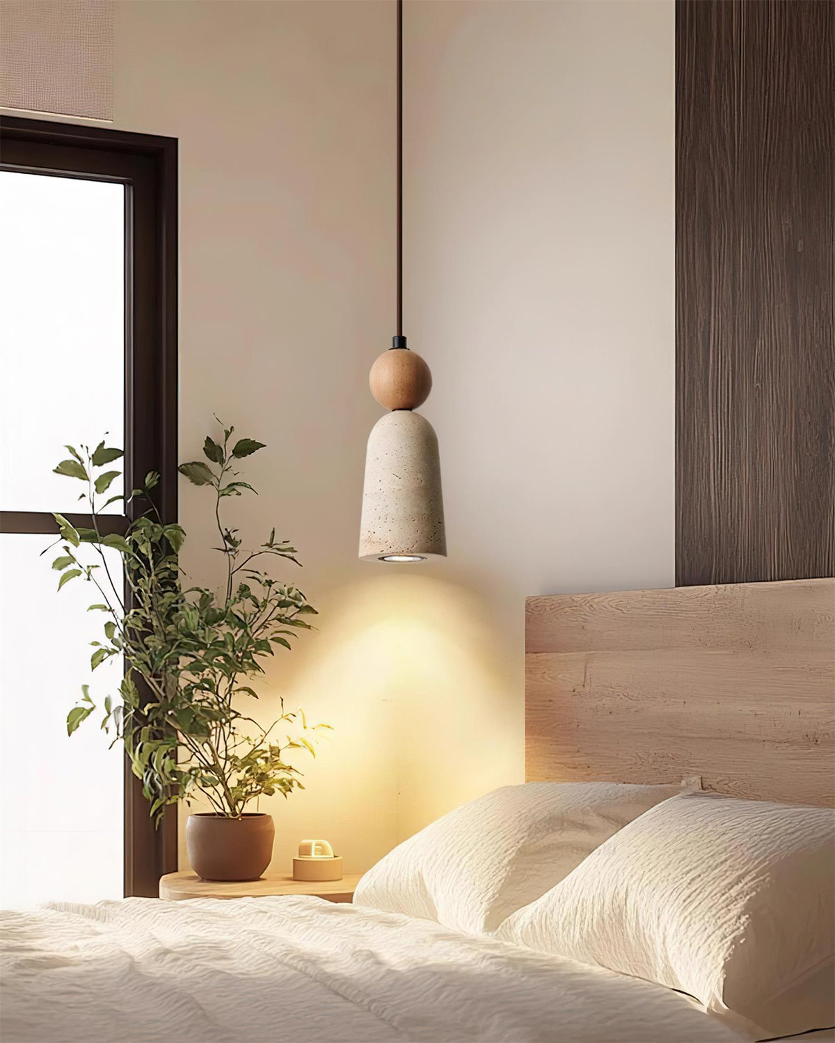 Bellaro Suspension Travertin et Bois