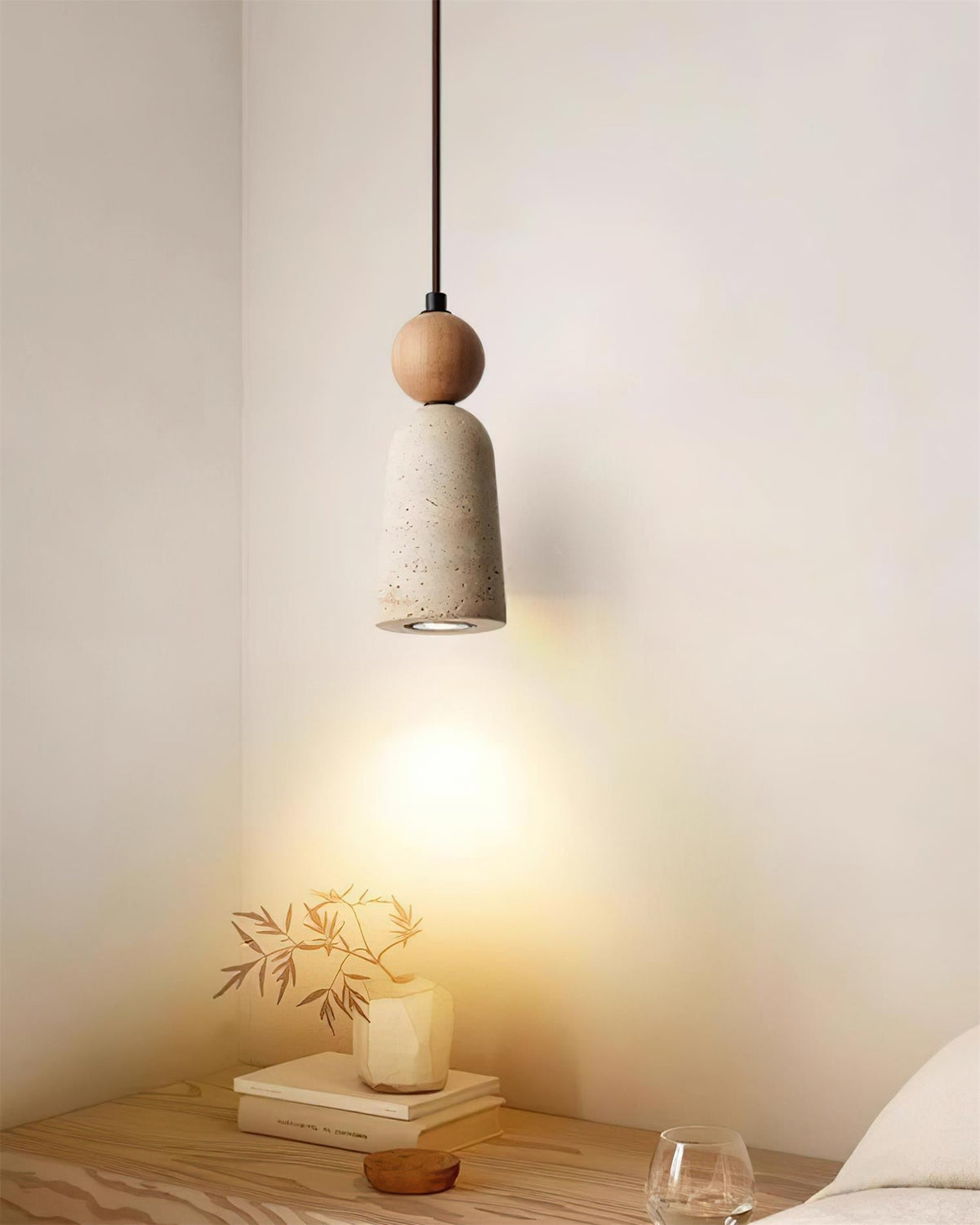 Bellaro Suspension Travertin et Bois