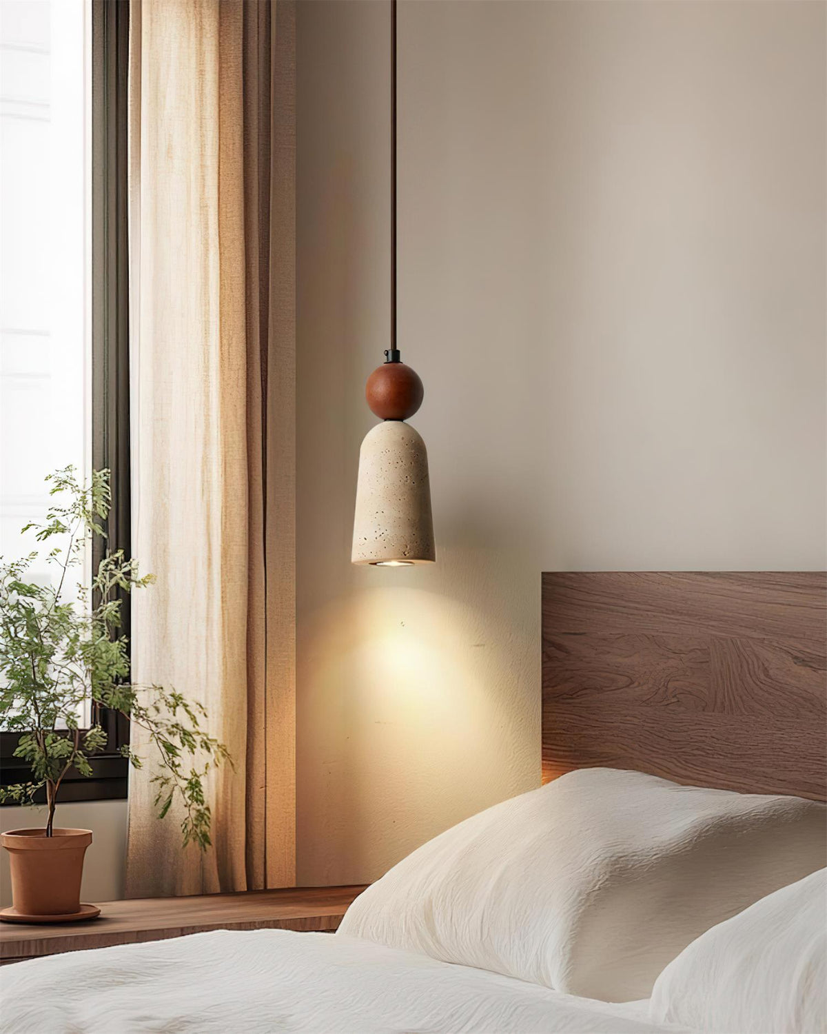 Bellaro Suspension Travertin et Bois