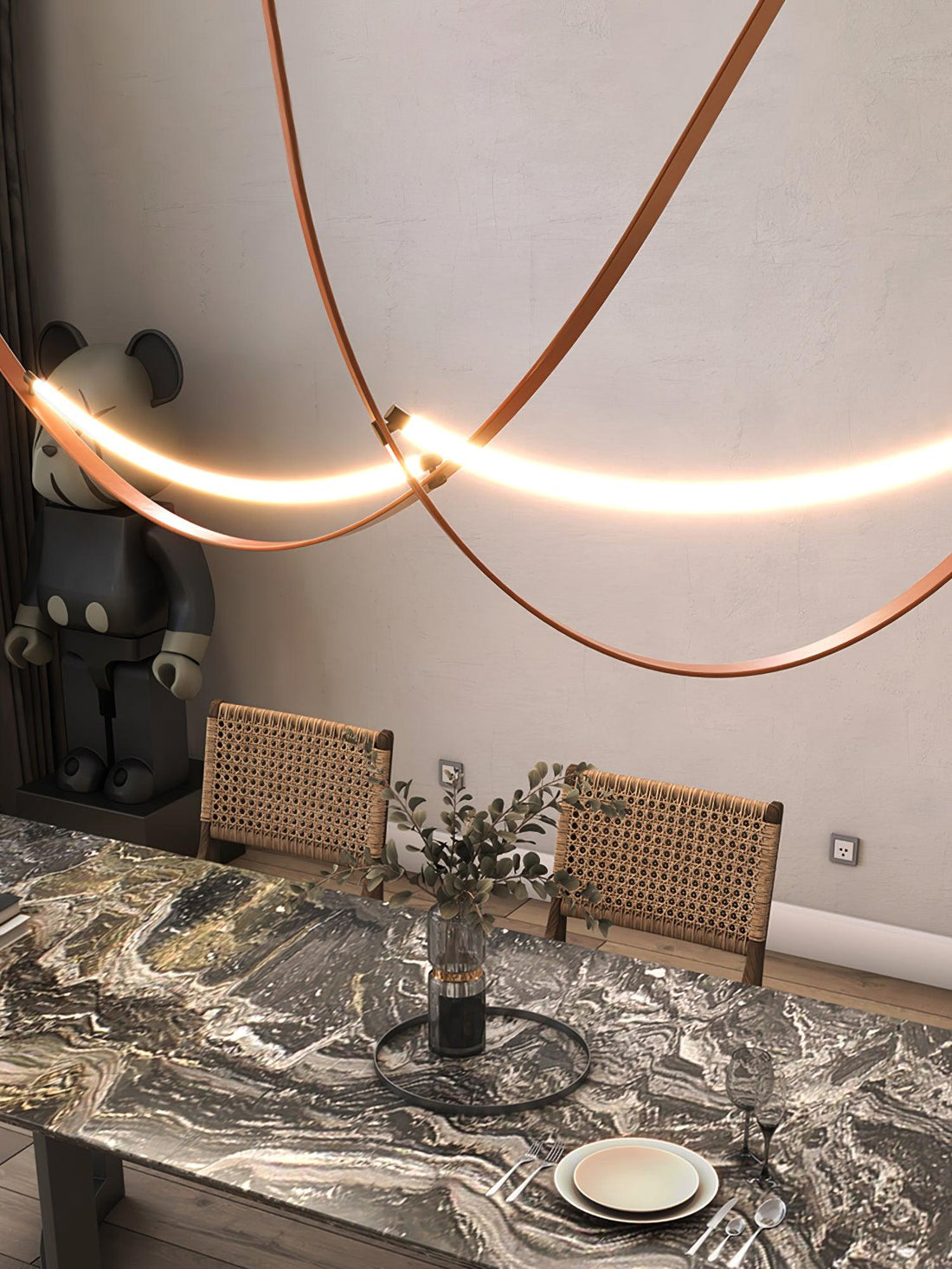 Belt Lampe à Suspension en Cuir et Silicone Minimaliste