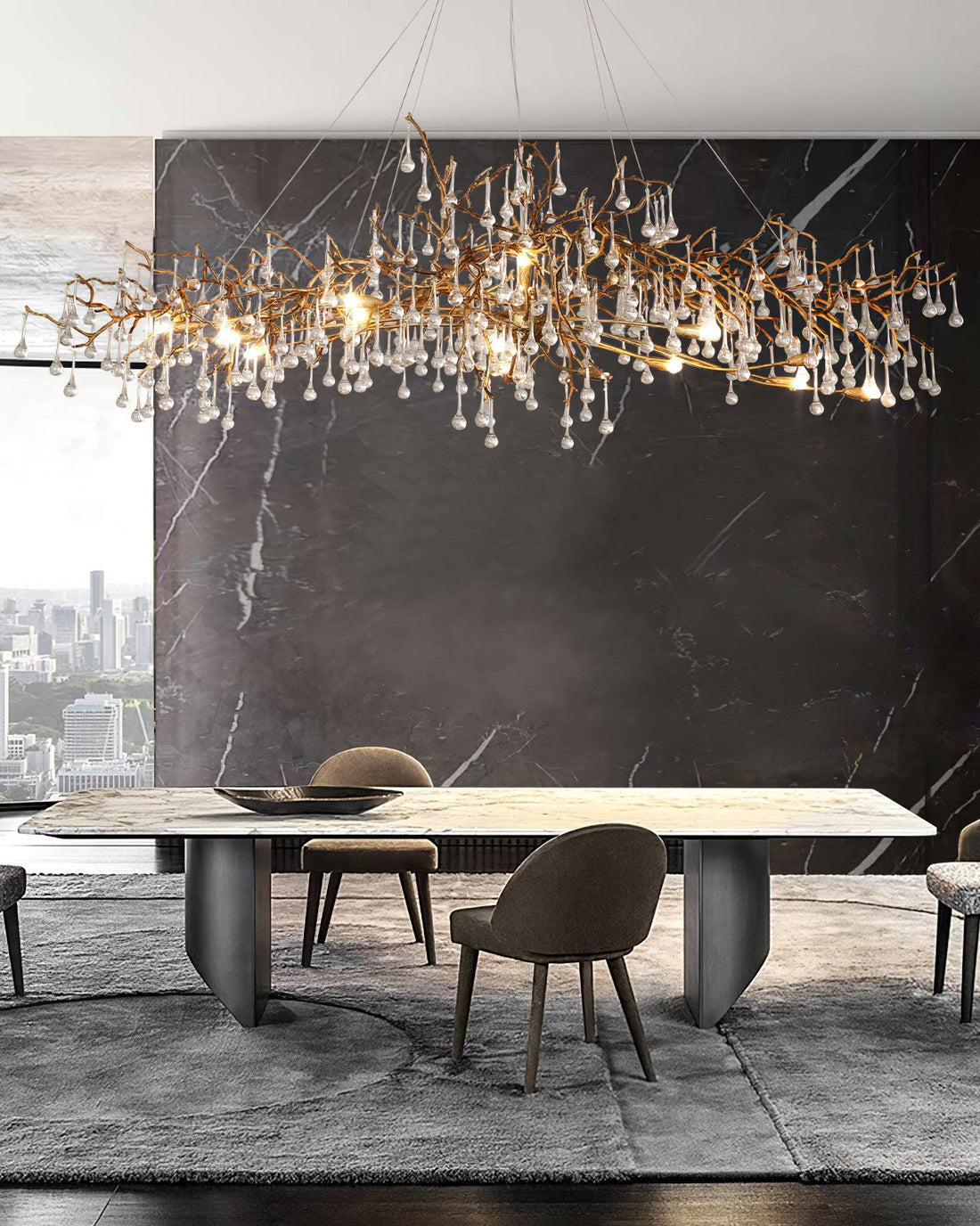 Lustra Lustre Branches en Laiton et Cristal