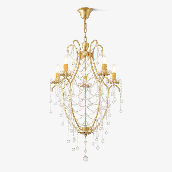 Lustra Lustre Cage à Oiseaux avec Gouttes en Verre