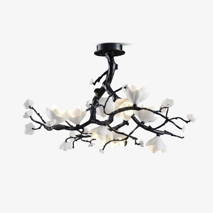 Lustra Suspension Lampe Arbre Noir et Cuivre avec Fruits Sauvages
