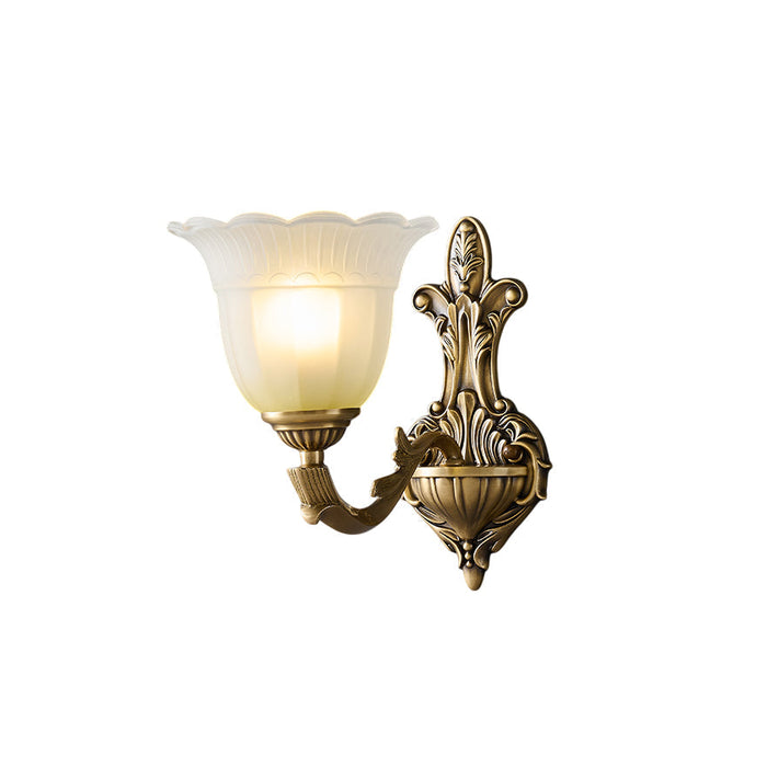 Sifuvyd Luxe Fleur Laiton Verre Métal Applique Murale
