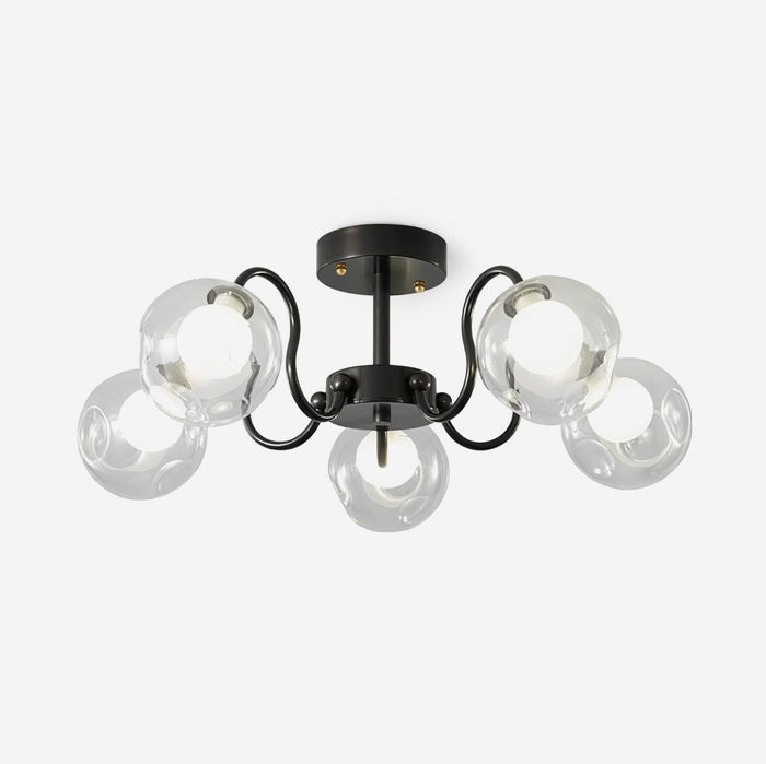 Orb Lustre Plafonnier Verre Globe Fleur Cadre Noir