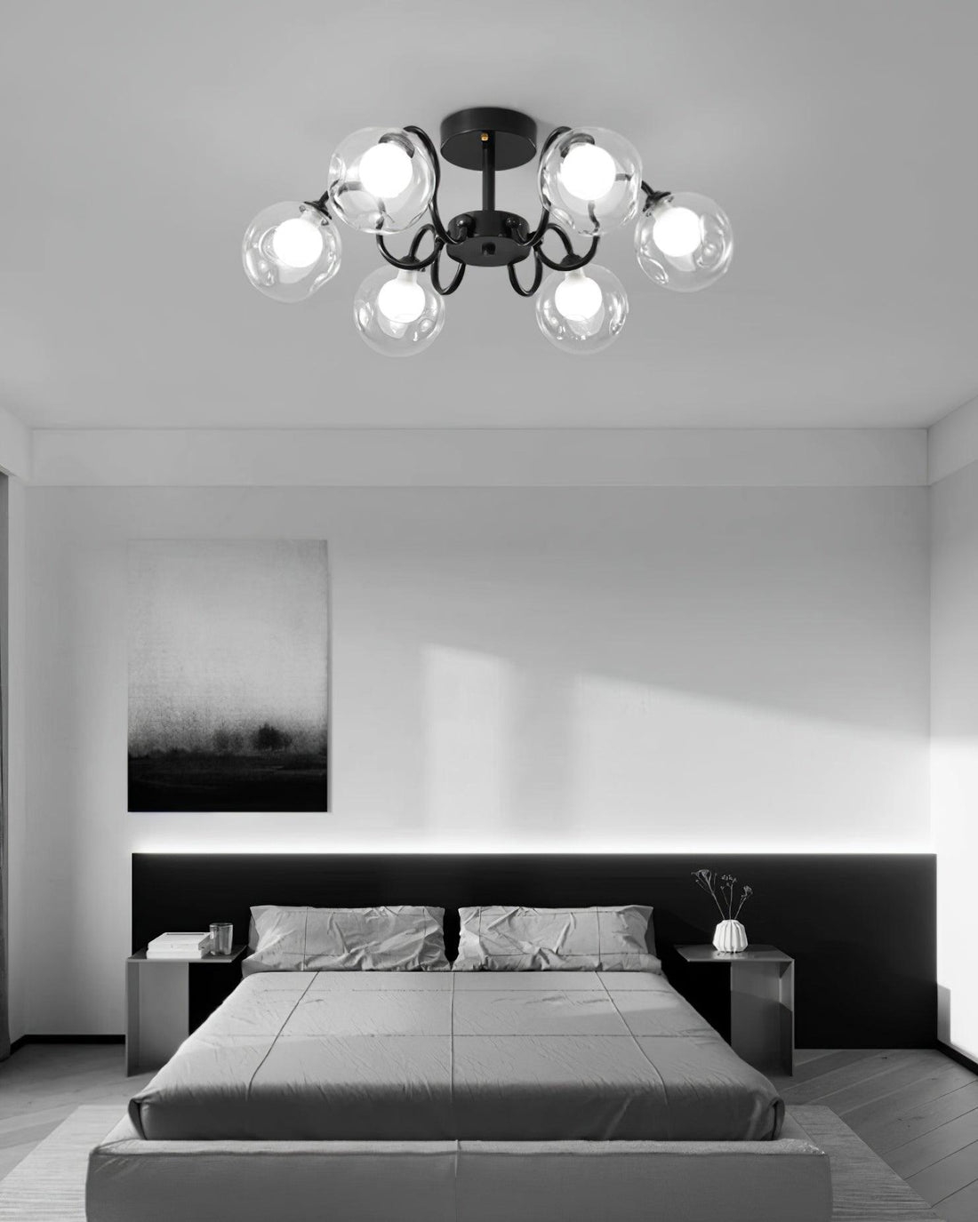 Orb Plafonnier Fleur Verre Globe Bras Moderne Salon