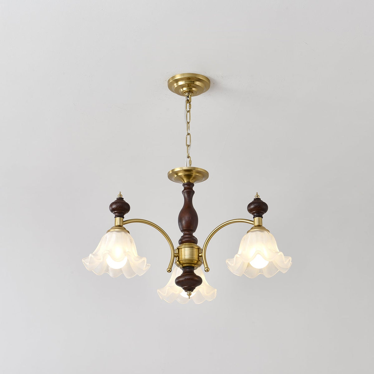 Lustra Lustre Bois Laiton Fleurs en Floraison