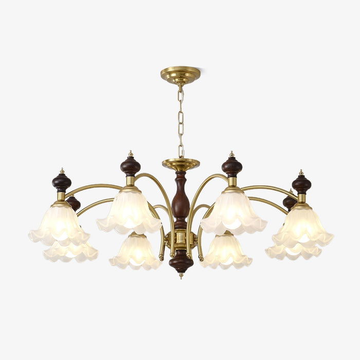 Lustra Lustre Bois Laiton Fleurs en Floraison