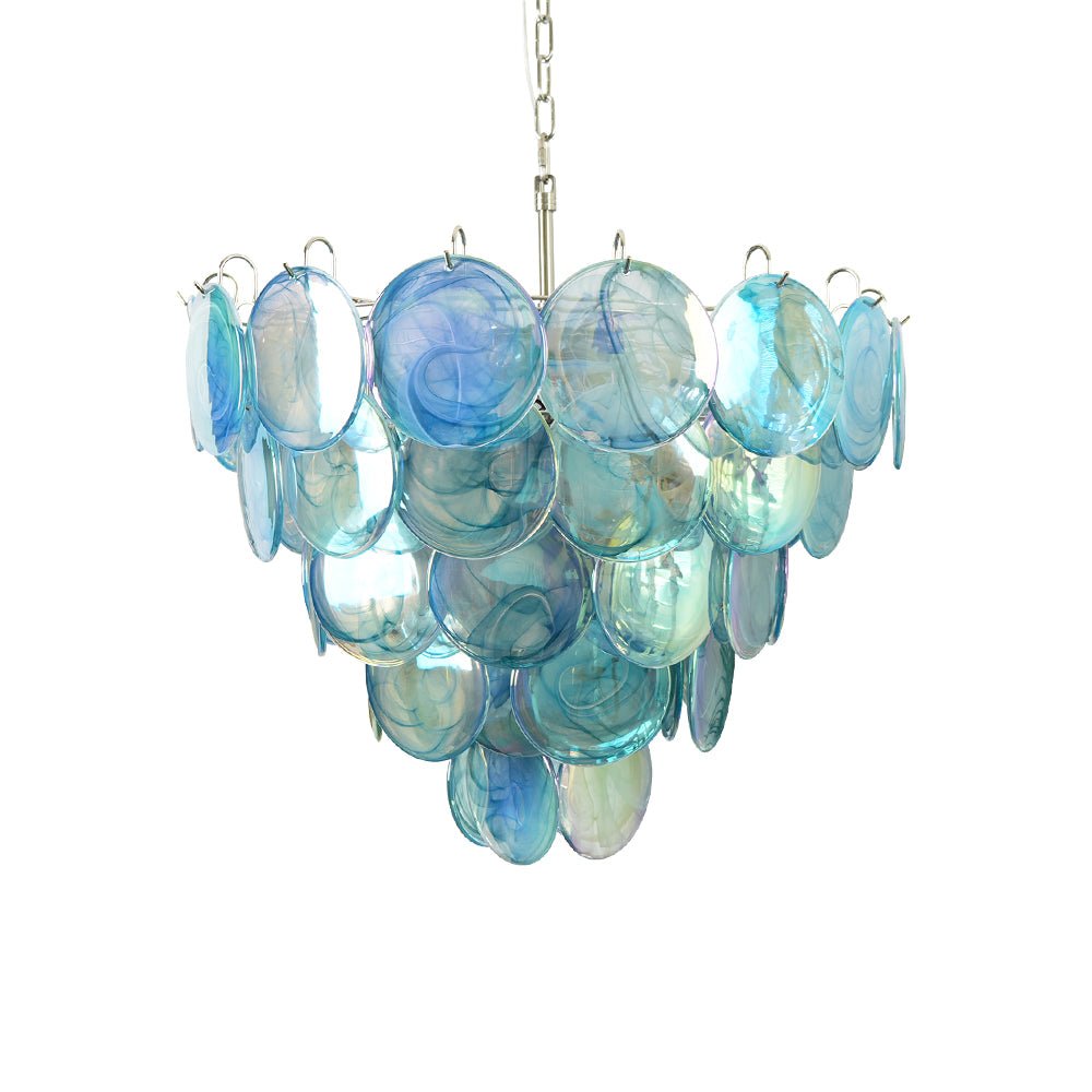 Aurora Lustre Disque en Verre Murano Bleu Élégant