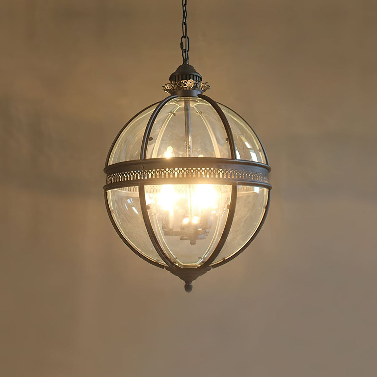 Svelte Ancien Industriel Métal Verre Suspension