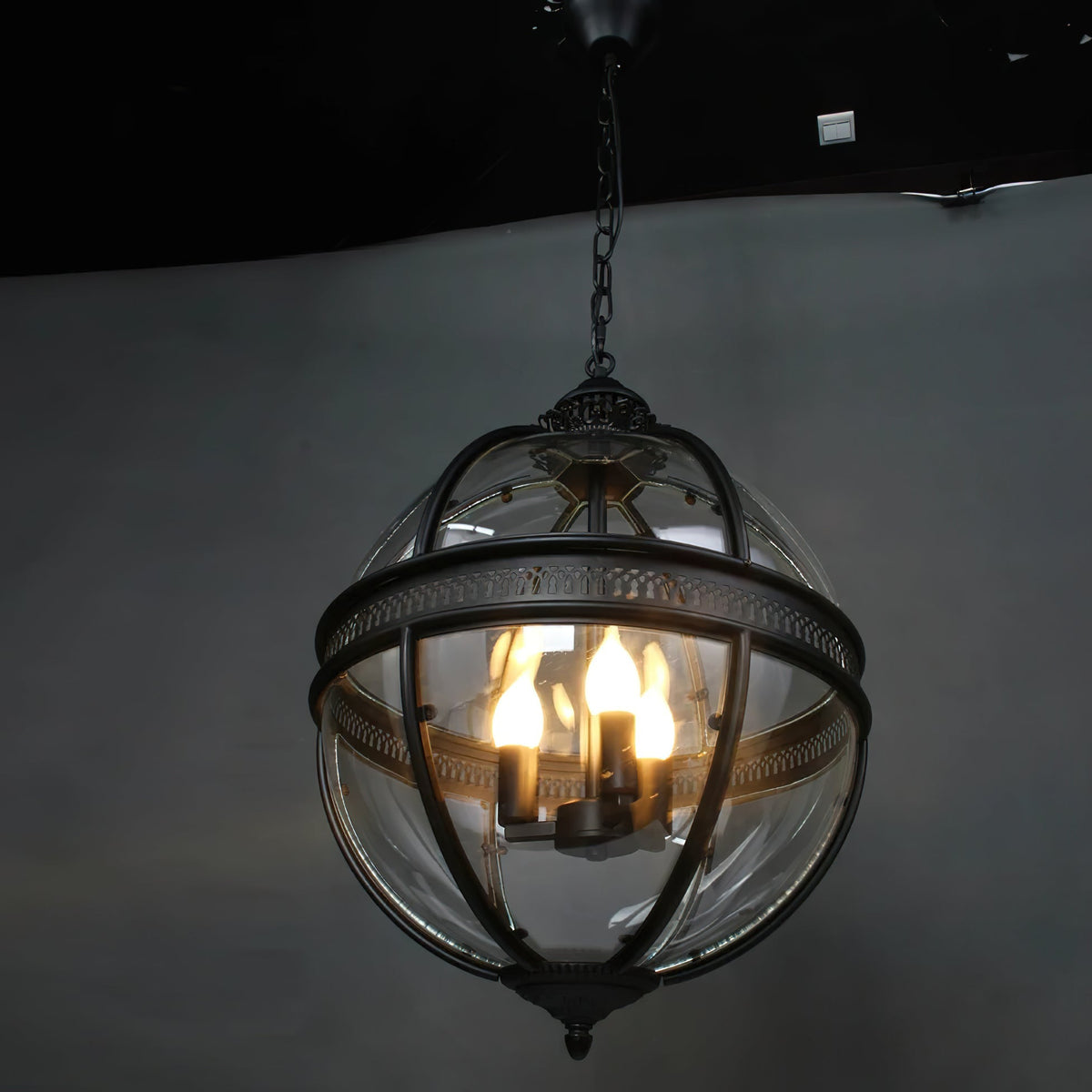 Svelte Ancien Industriel Métal Verre Suspension