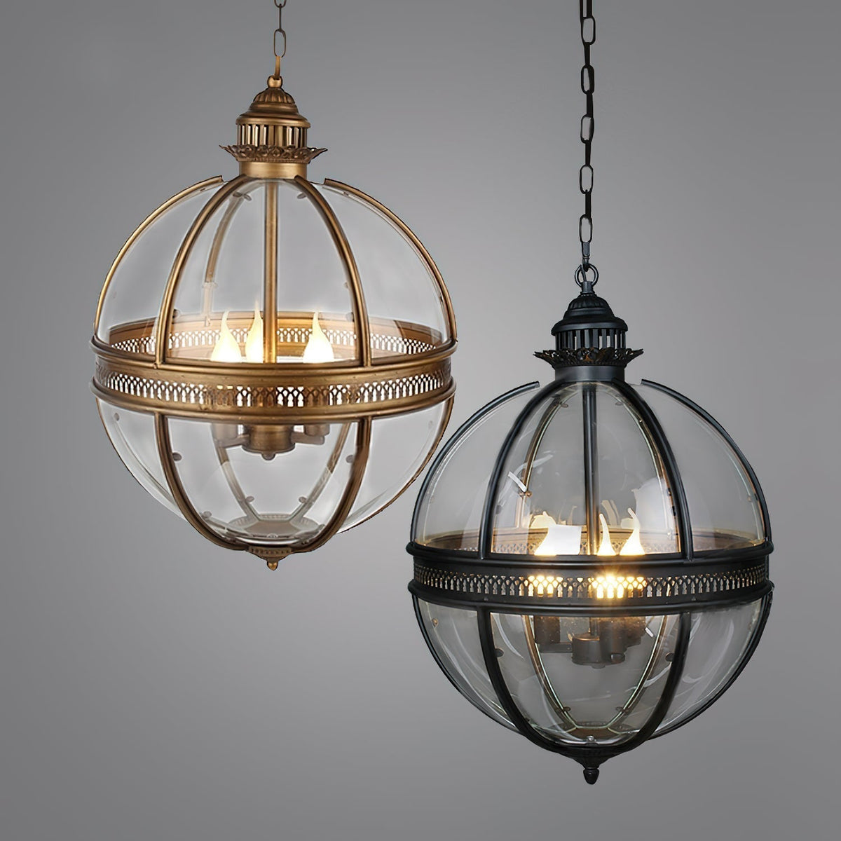 Svelte Ancien Industriel Métal Verre Suspension