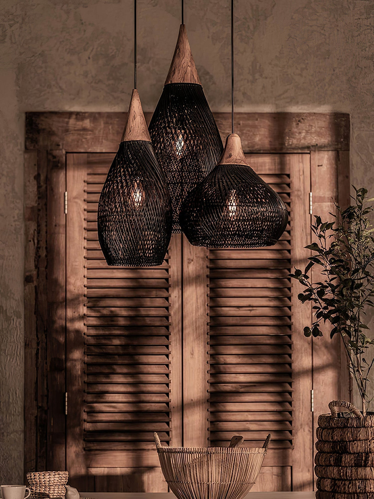 Solavn Lampe suspendue en bois de rotin