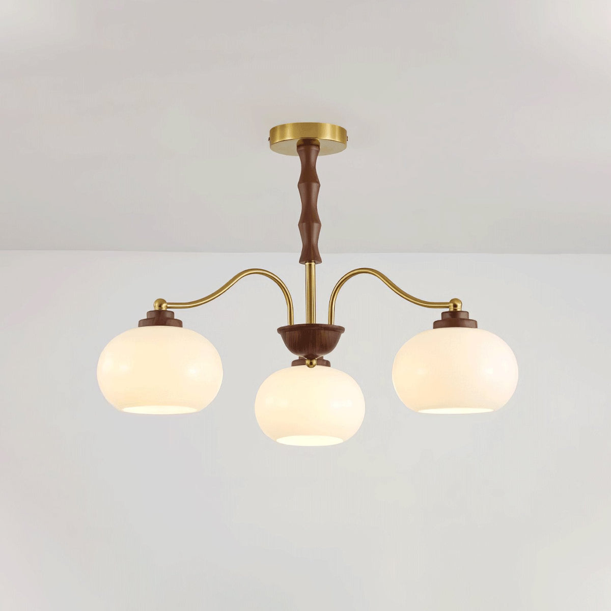 Lustra Lustre Globe en Verre et Noyer