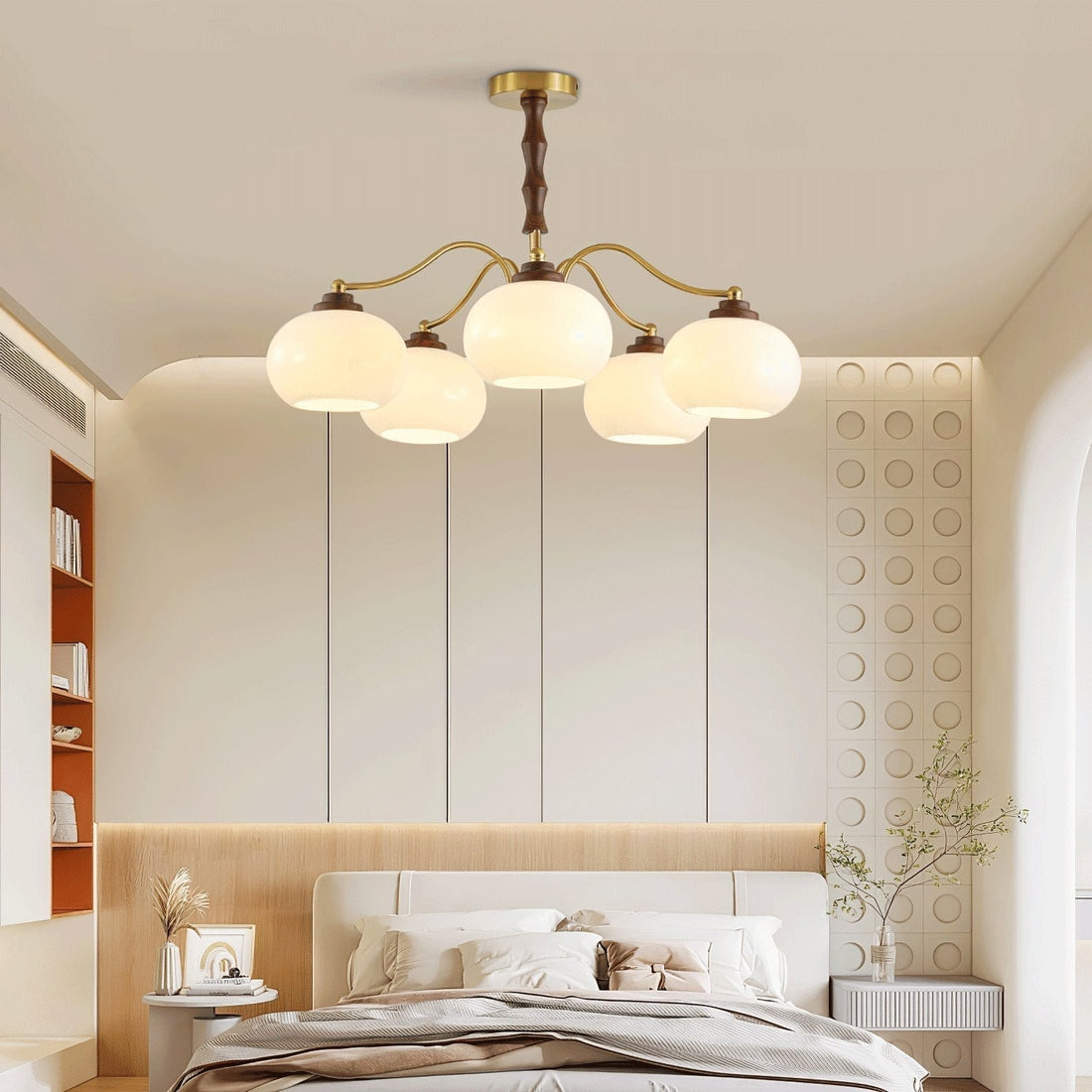 Lustra Lustre Globe en Verre et Noyer