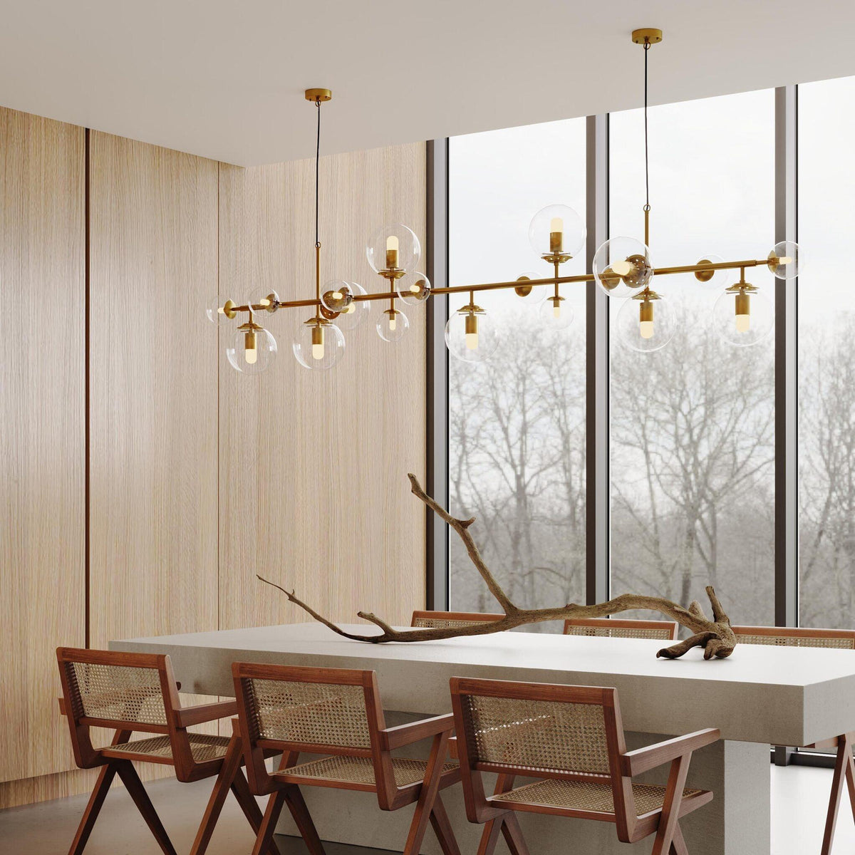 Solara Lustre Laiton Verre Globe