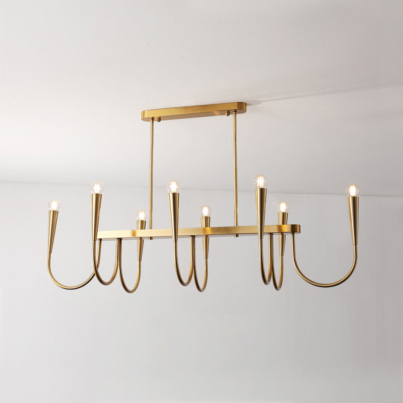 Fluide Lustre Linéaire Métal Laiton Minimaliste Moderne