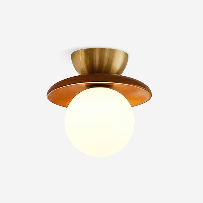 Dune Plafonnier Moderne en Verre Laiton Noyer