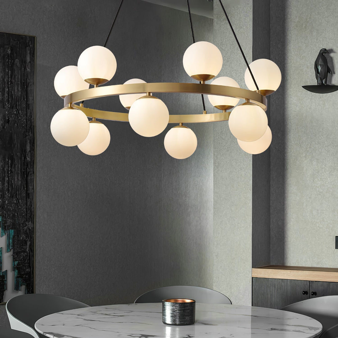 Lustra Lustre Globe Anneau en Laiton