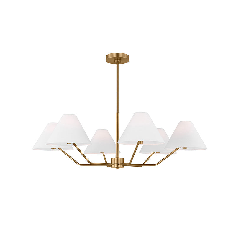Lustra Lustre en Laiton Abat-jours en Tissu en Forme de Cône Moderne