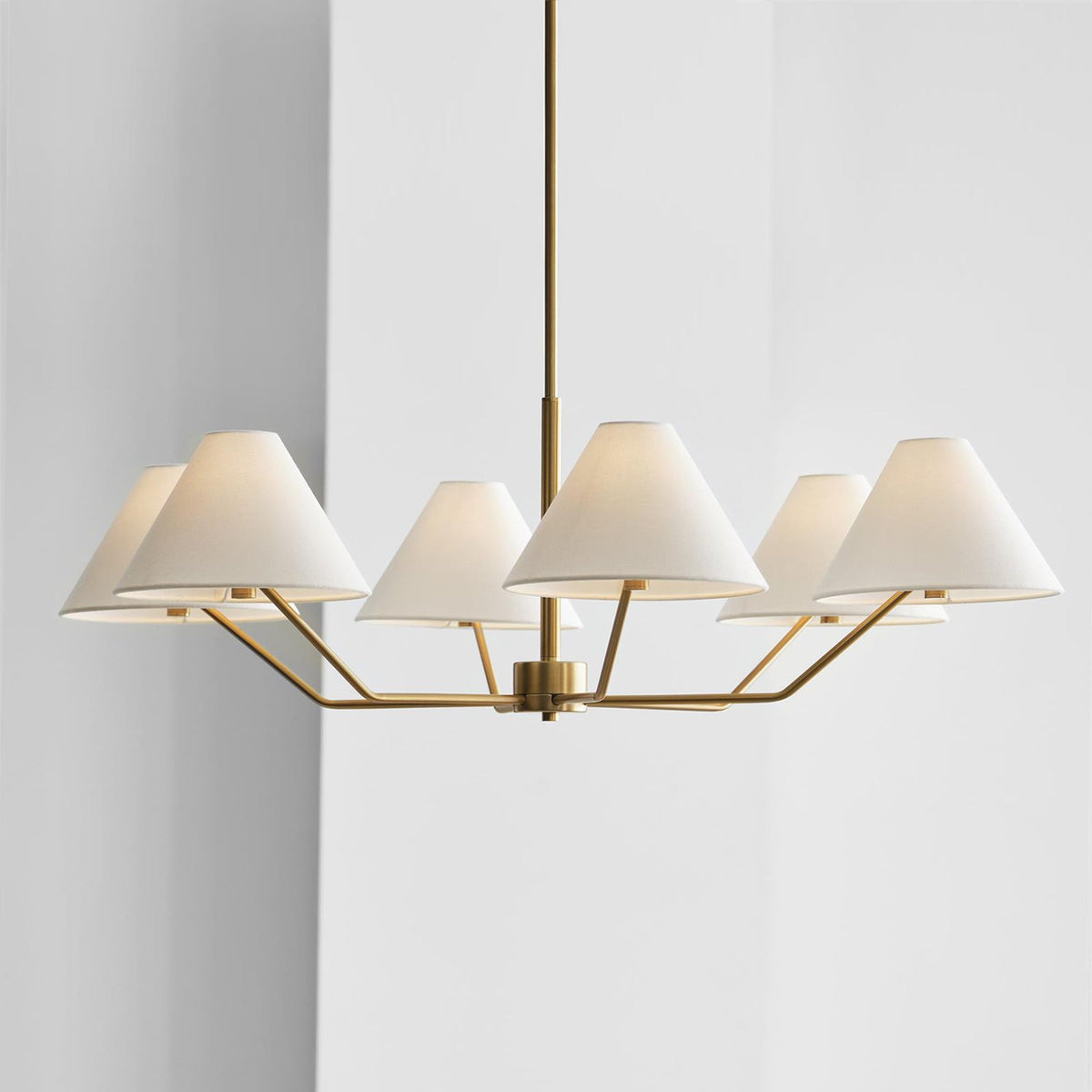 Lustra Lustre en Laiton Abat-jours en Tissu en Forme de Cône Moderne