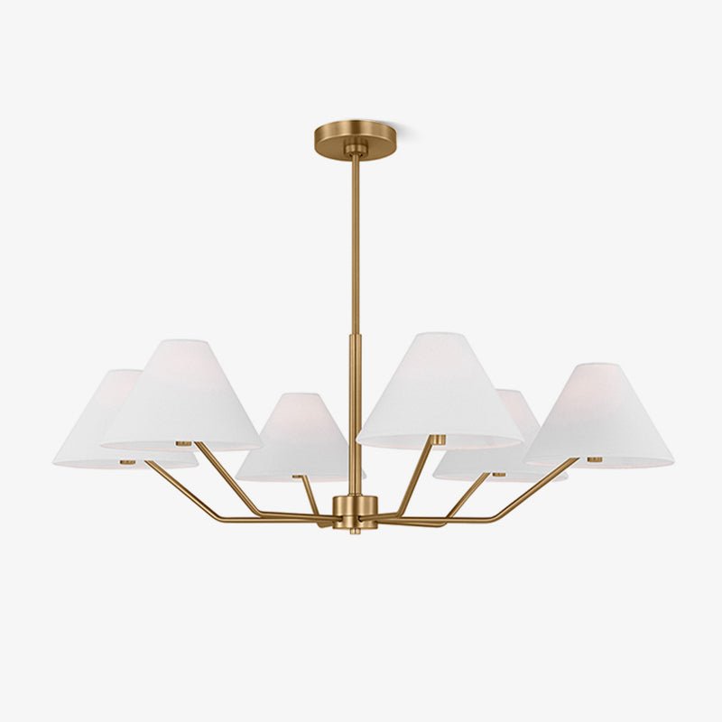 Lustra Lustre en Laiton Abat-jours en Tissu en Forme de Cône Moderne