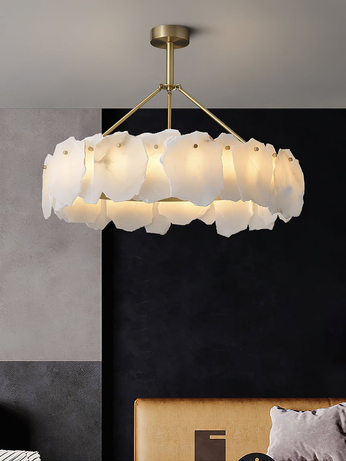 Cryon Lustre en laiton et alabastre Style luxueux postmoderne