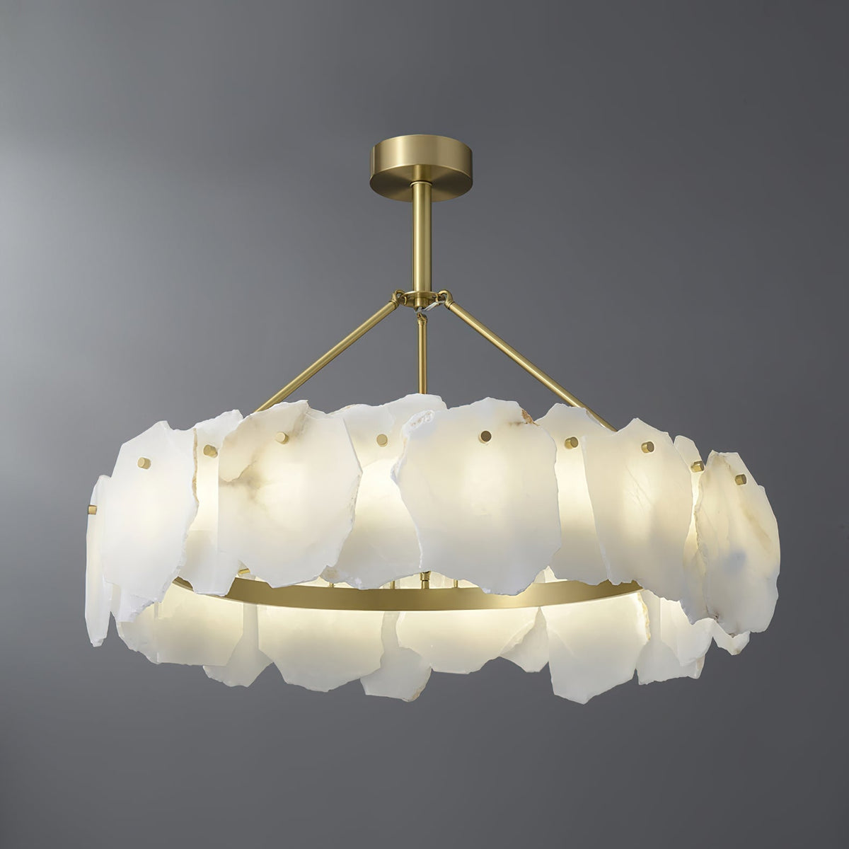 Cryon Lustre en laiton et alabastre Style luxueux postmoderne