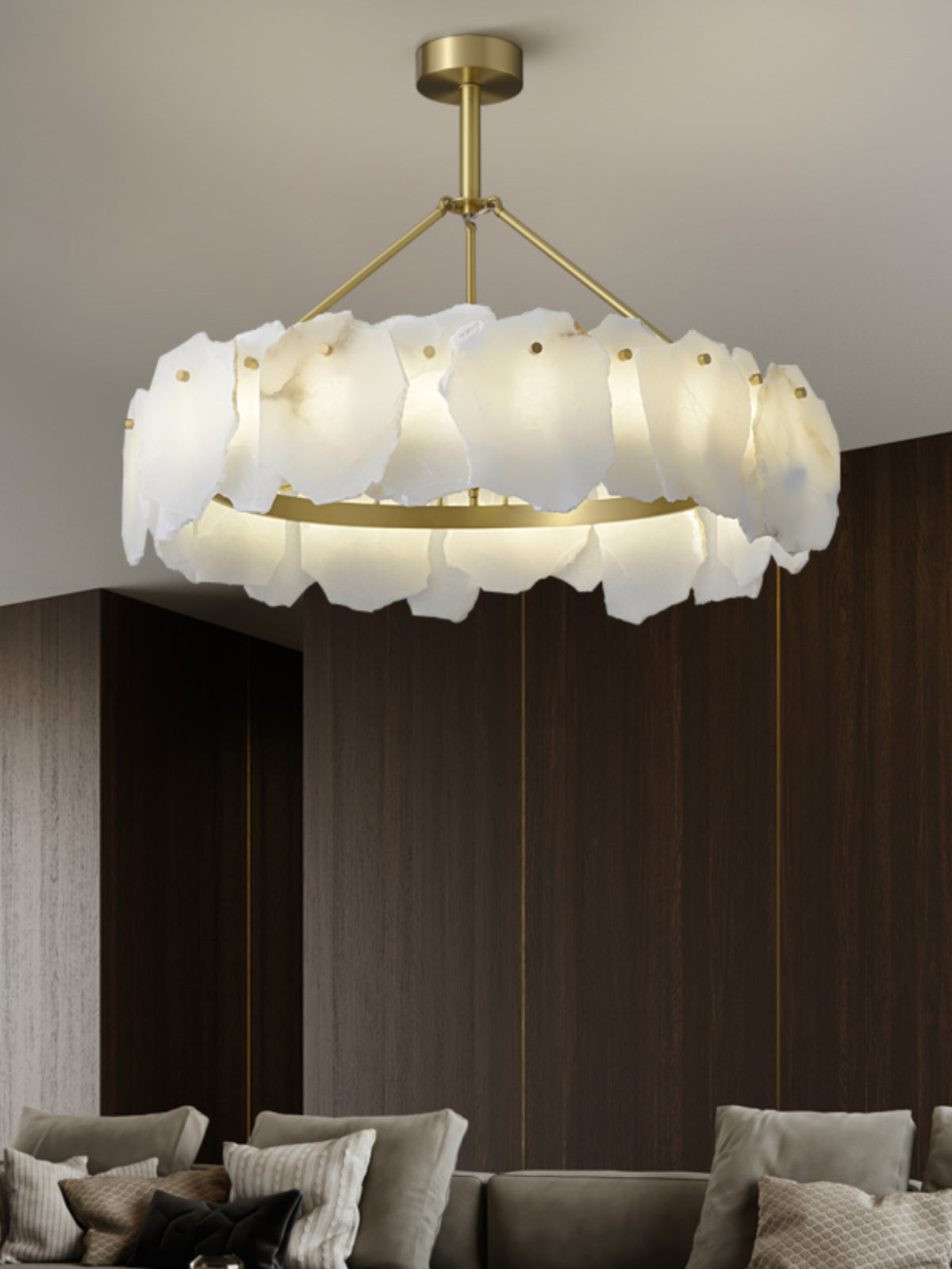 Cryon Lustre en laiton et alabastre Style luxueux postmoderne