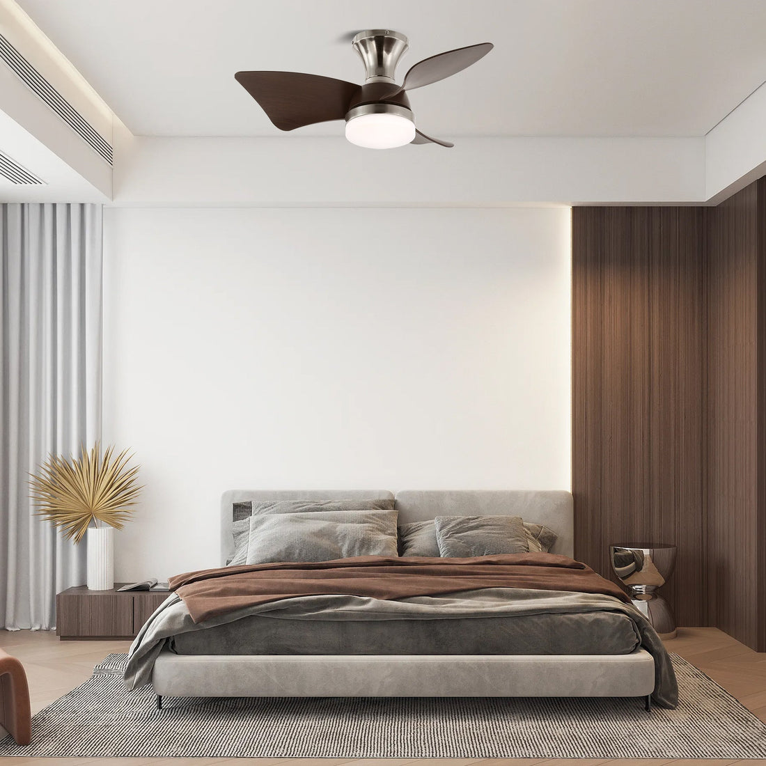 Plafonnier Ventilateur Mirella Argent et Bois