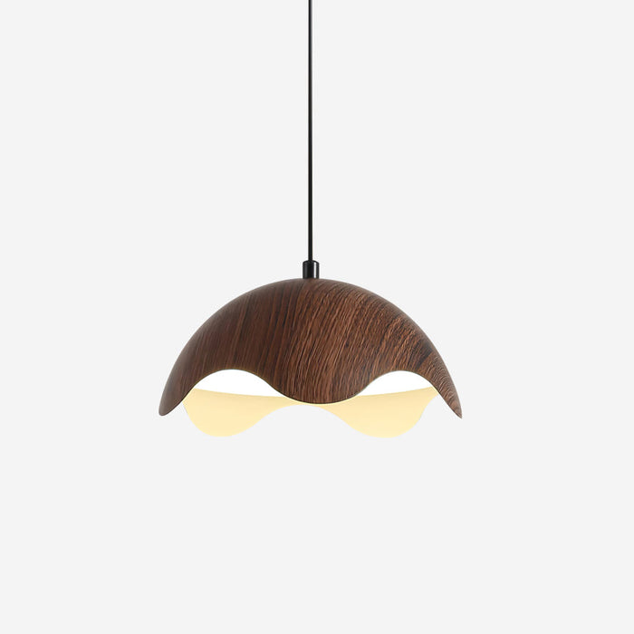Suspension Abat-jour en Grain de Bois Vague Ambiance Minimaliste