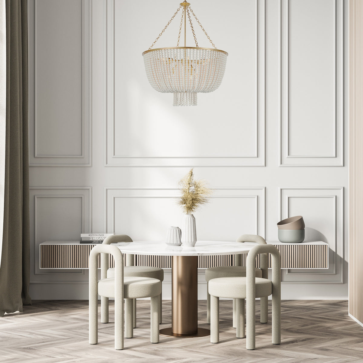 Opal Lustre en Métal et Bois de Luxe Postmoderne