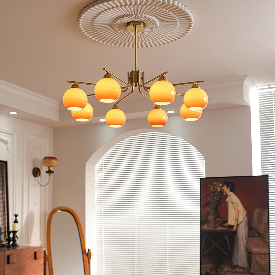 Lustra Lustre Laiton Caramel Globe Minimaliste