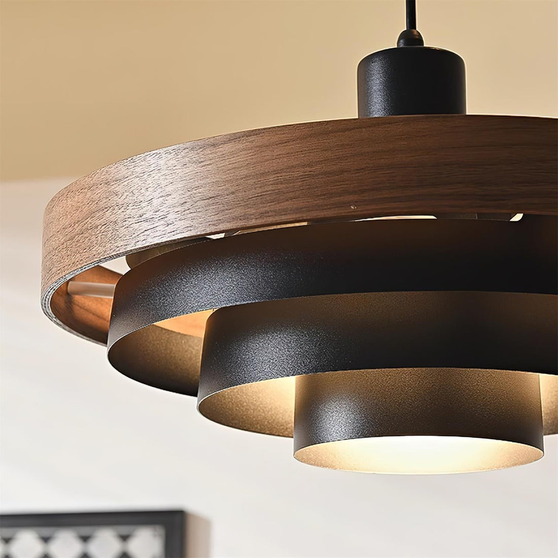 Flare Suspension Moderne Abat-jour Bois Superposé