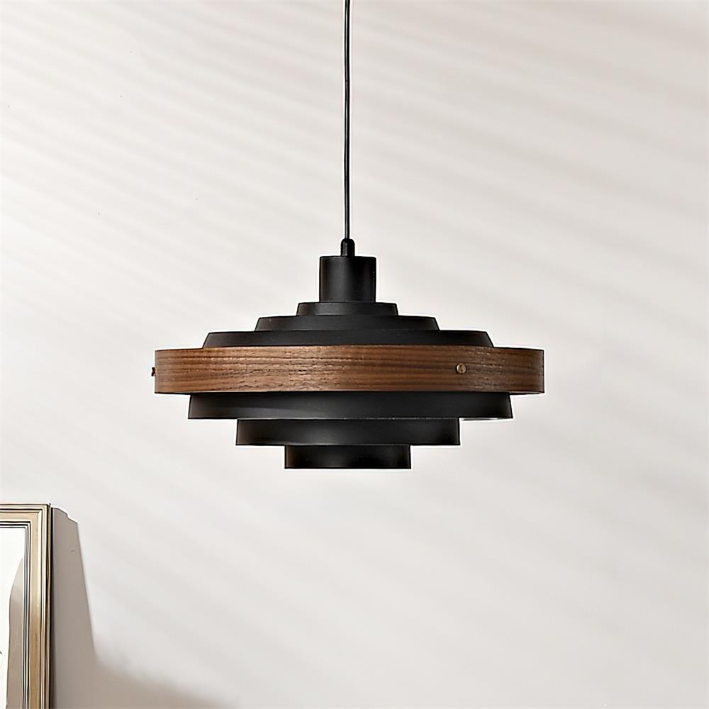 Flare Suspension Moderne Abat-jour Bois Superposé