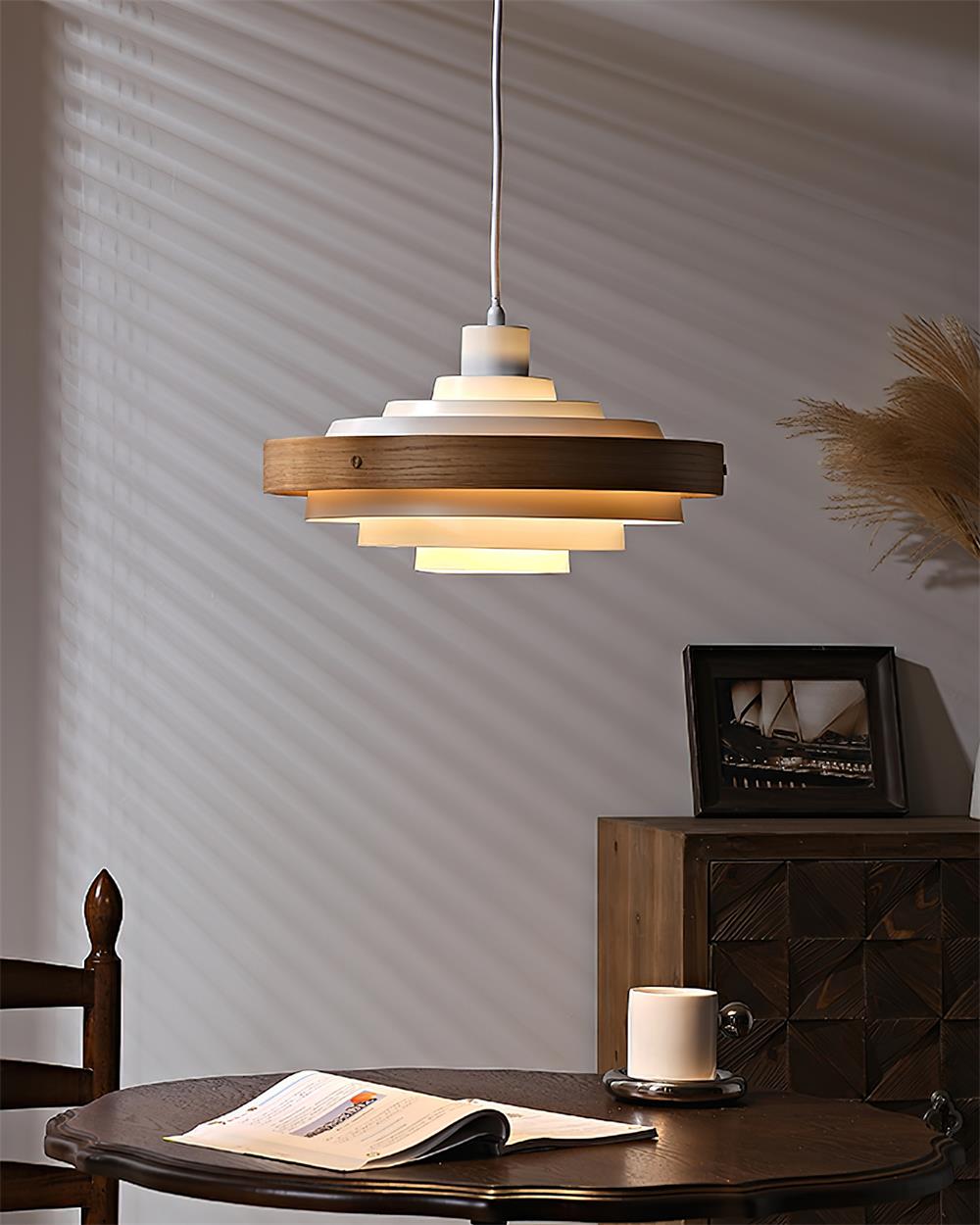 Flare Suspension Moderne Abat-jour Bois Superposé
