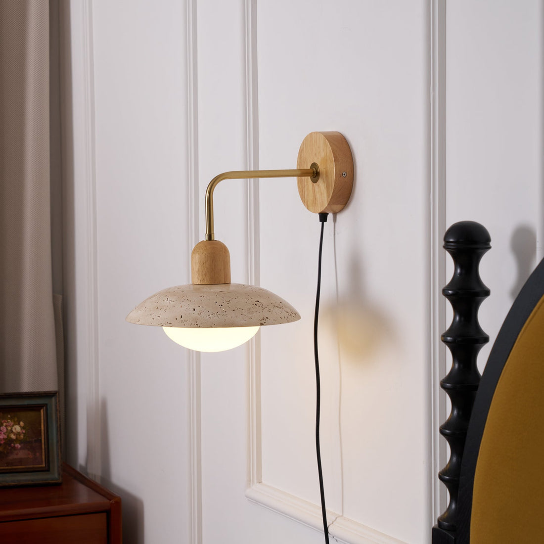 Travelle Applique Murale Industrielle Bois Travertin
