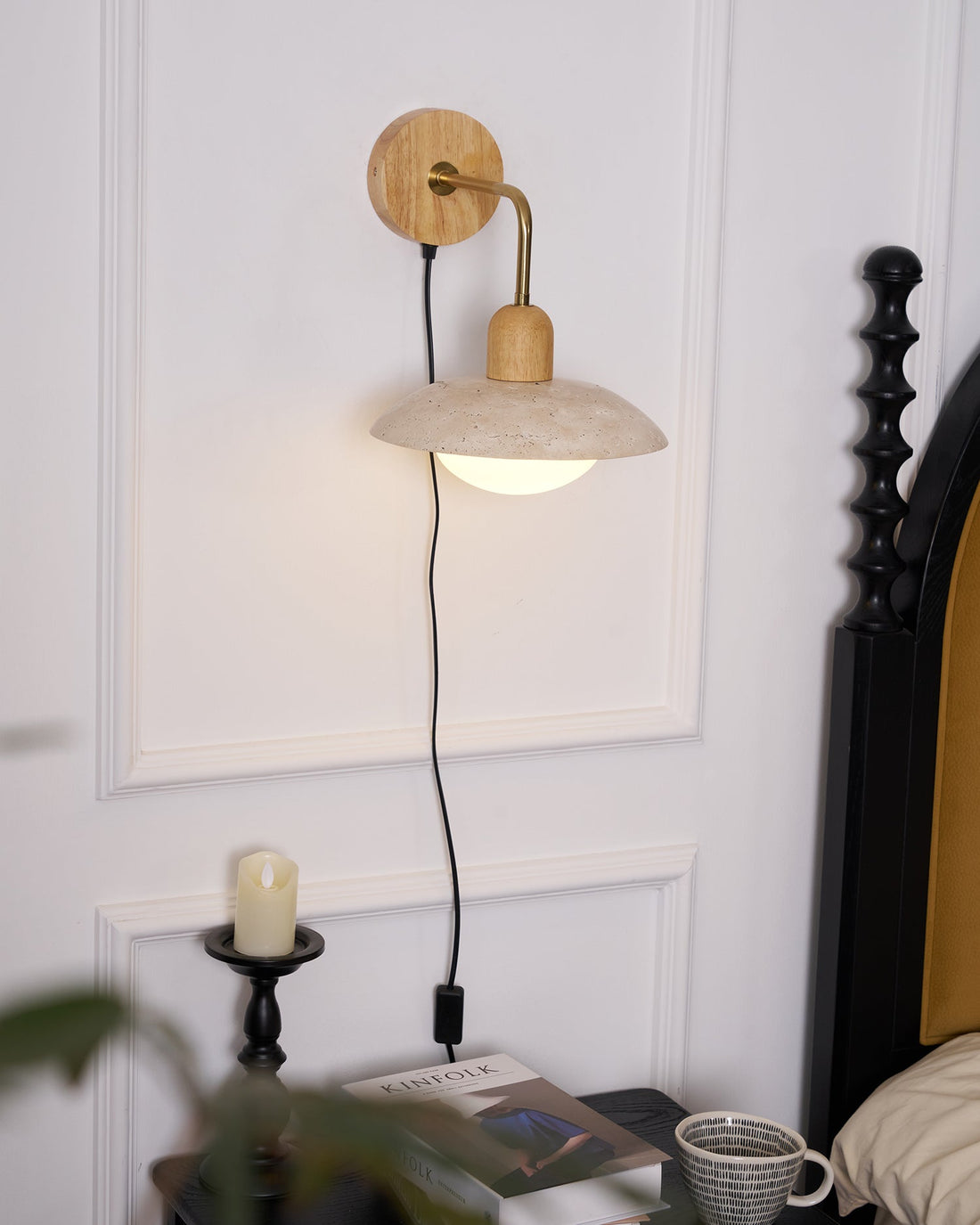 Travelle Applique Murale Industrielle Bois Travertin