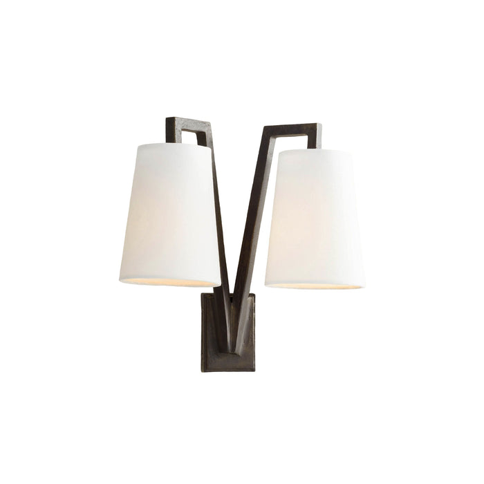Lampe Murale Double en Laiton et Tissu Industrielle Vintage Ivmarel