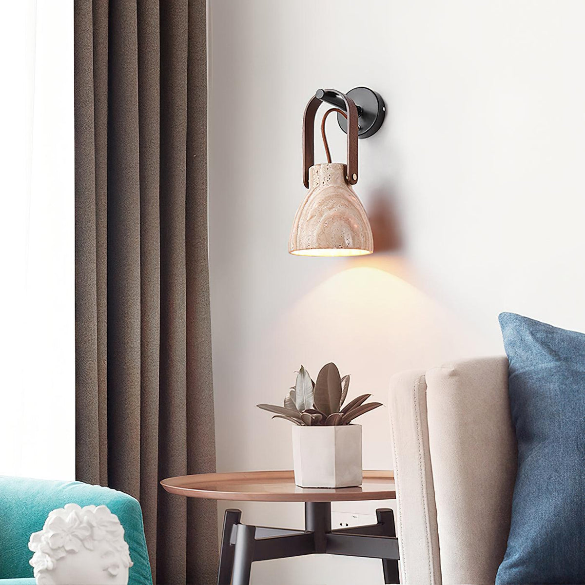 Pavo Applique Murale Minimaliste Bois Travertin