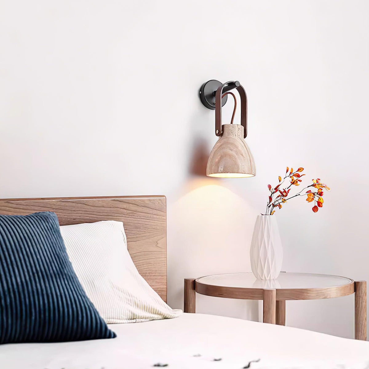 Pavo Applique Murale Minimaliste Bois Travertin