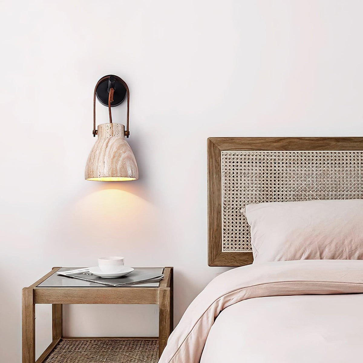 Pavo Applique Murale Minimaliste Bois Travertin