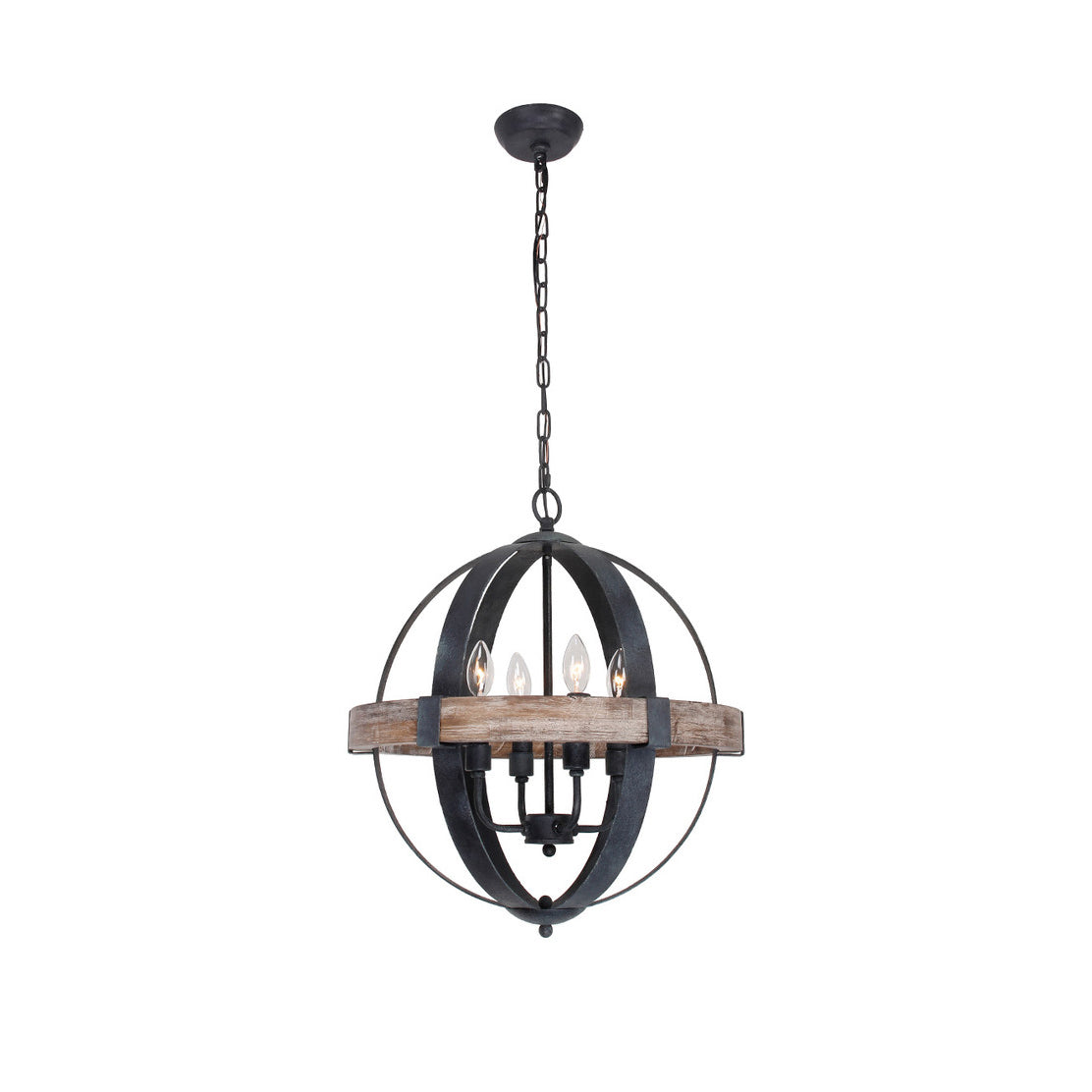 Luxe Suspension en Métal et Bois Industriel Vintage